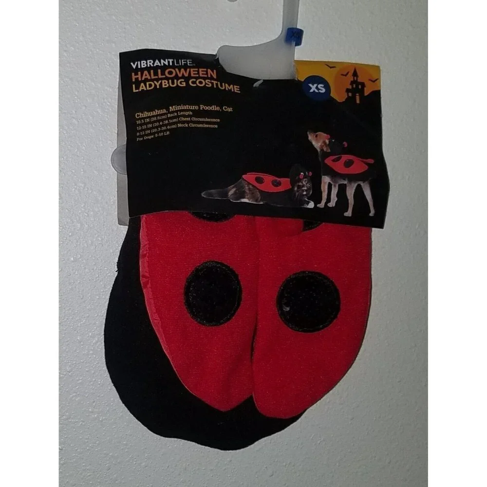 NEW Ladybug Costume 1-Pc Pet Size XS Cat Dog (5-10 lbs) Halloween Vibrant Life